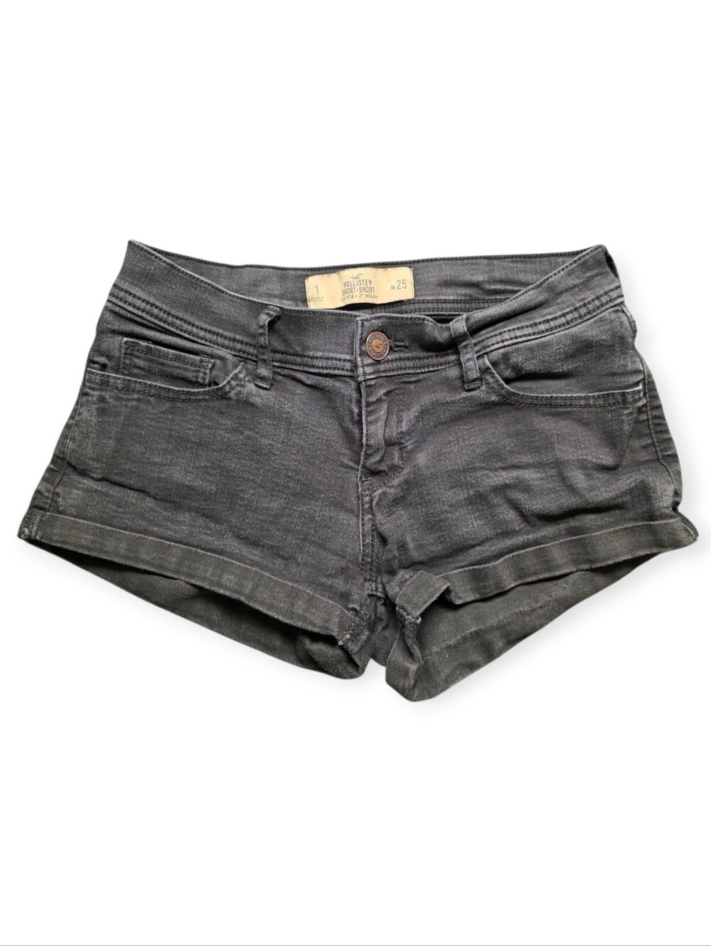 Hollister Low Rise Black Denim Short-Shorts Size 1 / 25